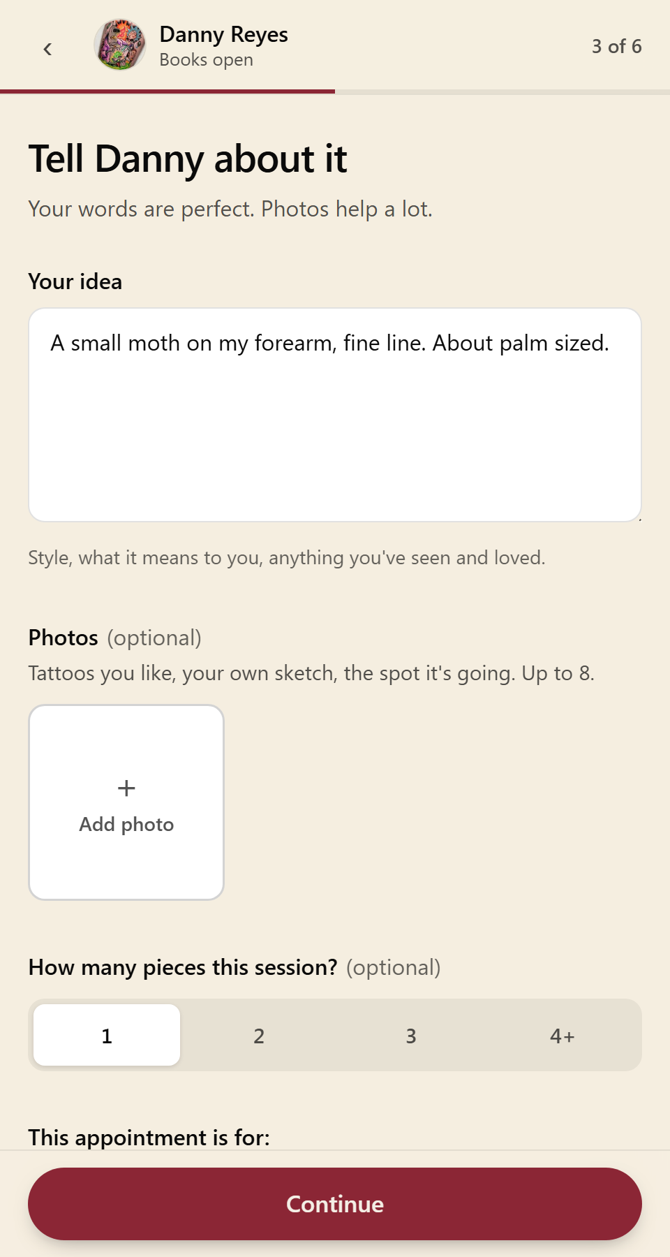 Step 2: Appointment details
